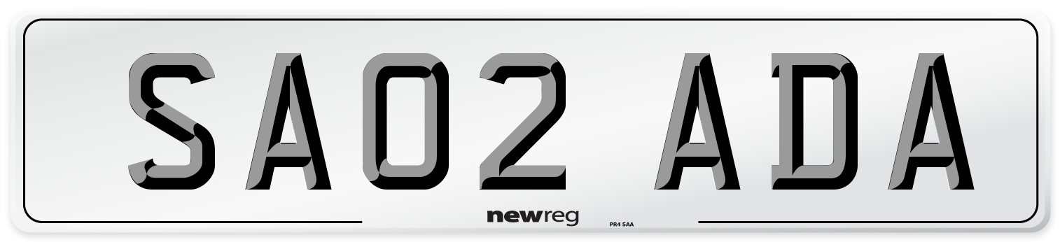 SA02 ADA Number Plate from New Reg